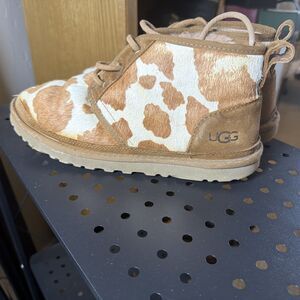 Ugg Neumel Cow Print Calf Hair Ankle Boots Size 10 Womens